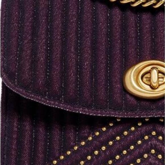 RETAIL COACH Studded Parker Velvet Quilted Bag with Rivets - Picture 7 of 16